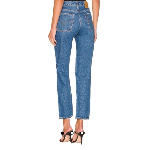 LEVI’S Wedgie Straight Raw Hem Distressed Premium Quality Denim Jeans Size 26 - Picture 2 of 11